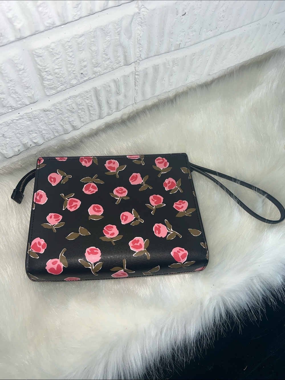 kate spade Black Floral Wristlet with Pink Roses - Picture 2 of 5